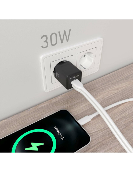 AISENS ASCH-30W2P038-BK cargador de dispositivo móvil Universal Corriente alterna Carga rápida Interior
