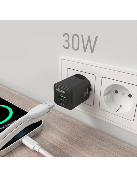 AISENS ASCH-30W2P038-BK cargador de dispositivo móvil Universal Corriente alterna Carga rápida Interior