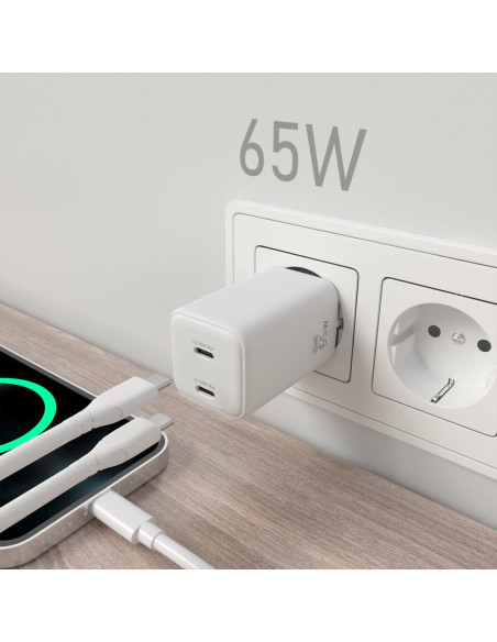 AISENS ASCH-65W2P039-W cargador de dispositivo móvil Universal Corriente alterna Carga rápida Interior