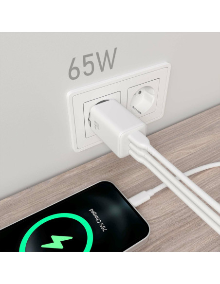 AISENS ASCH-65W3P041-W cargador de dispositivo móvil Universal Corriente alterna Carga rápida Interior