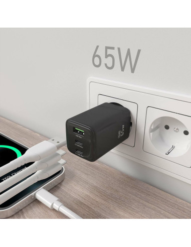 AISENS ASCH-65W3P042-BK cargador de dispositivo móvil Universal Corriente alterna Carga rápida Interior