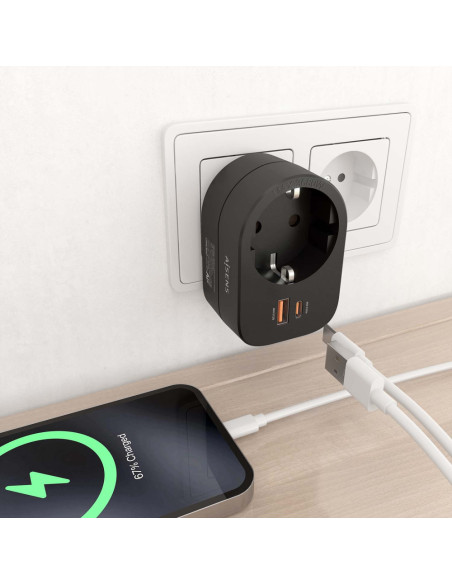 AISENS ASPS-1A1C07-BK cargador de dispositivo móvil Universal Corriente alterna Carga rápida Interior