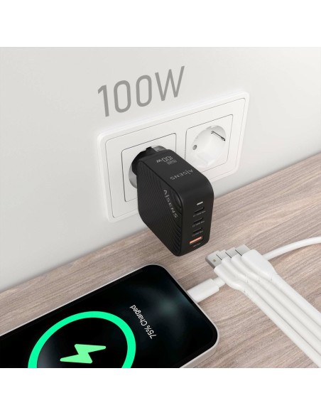 AISENS ASCH-100W4P029-BK cargador de dispositivo móvil Universal Corriente alterna Carga rápida Interior