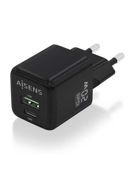 AISENS ASCH-20W2P011-BK cargador de dispositivo móvil Universal Corriente alterna Carga rápida Interior