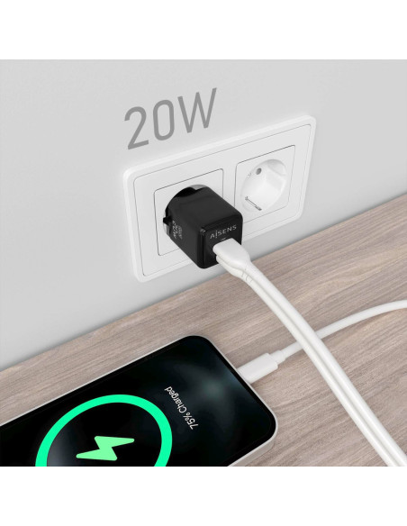 AISENS ASCH-20W2P011-BK cargador de dispositivo móvil Universal Corriente alterna Carga rápida Interior