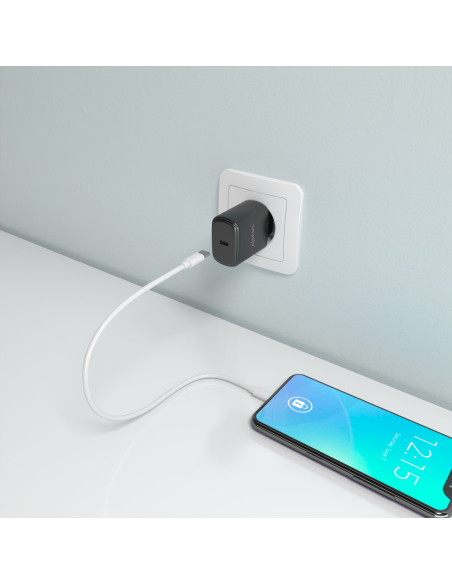 AISENS Cargador GaN 30W, 1xUSB-C PD3.0, Negro
