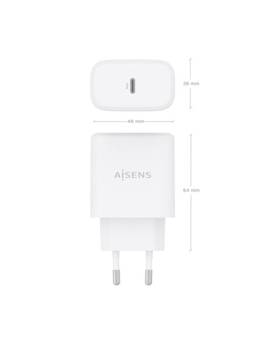 AISENS Cargador GaN 45W, 1xUSB-C PD3.0, Blanco