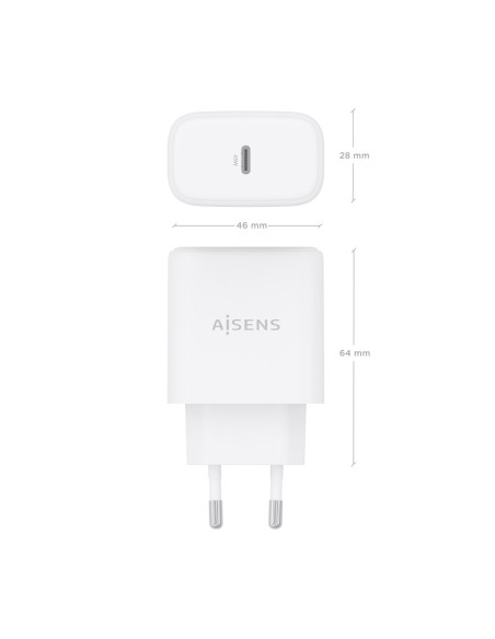 AISENS Cargador GaN 45W, 1xUSB-C PD3.0, Blanco