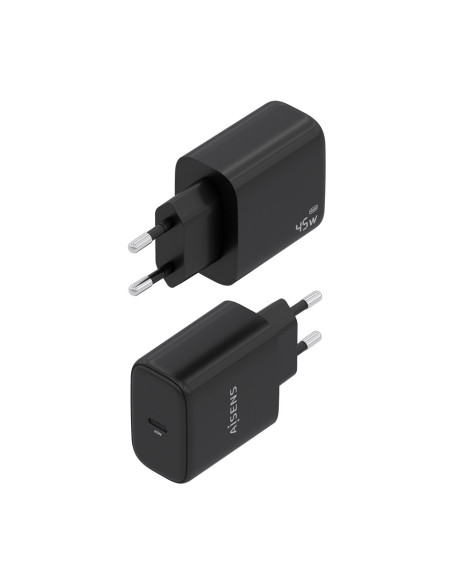 AISENS Cargador GaN 45W, 1xUSB-C PD3.0, Negro