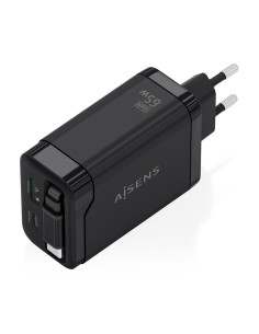 AISENS Cargador GaN 65W, 1xUSB-C Cable Retractil, 1xUSB-C PD3.0, 1xUSB-A QC3.0, Negro 2
