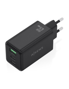 AISENS Cargador GaN 65W, 2xUSB-C PD3.0 QC4.0, 1xUSB-A QC3.0, Negro 2