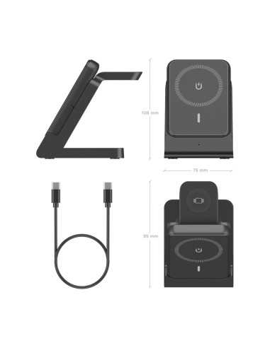 AISENS ASCH-15W4WC064-BK cargador de dispositivo móvil Auriculares, Smartphone, Reloj inteligente Cargador inalámbrico Interior