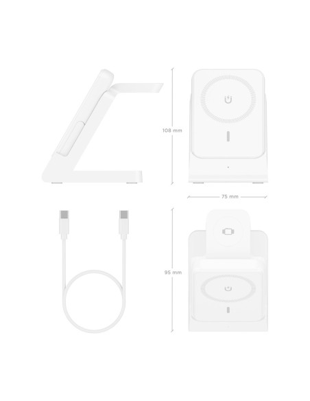 AISENS ASCH-15W4WC063-W cargador de dispositivo móvil Auriculares, Smartphone, Reloj inteligente Cargador inalámbrico Interior