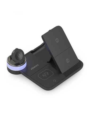 AISENS ASCH-15W4WC062-BK cargador de dispositivo móvil Auriculares, Smartphone, Reloj inteligente Cargador inalámbrico Interior