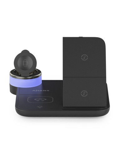 AISENS ASCH-15W4WC062-BK cargador de dispositivo móvil Auriculares, Smartphone, Reloj inteligente Cargador inalámbrico Interior