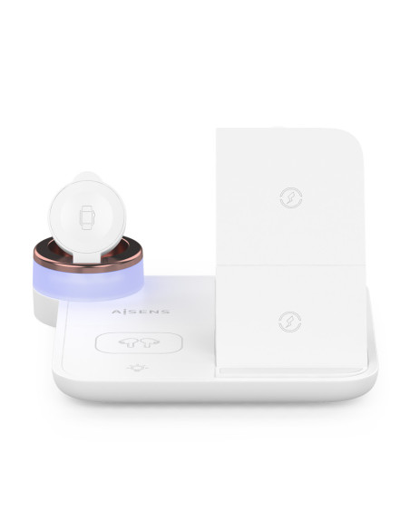AISENS ASCH-15W4WC061-W cargador de dispositivo móvil Auriculares, Smartphone, Reloj inteligente Cargador inalámbrico Interior