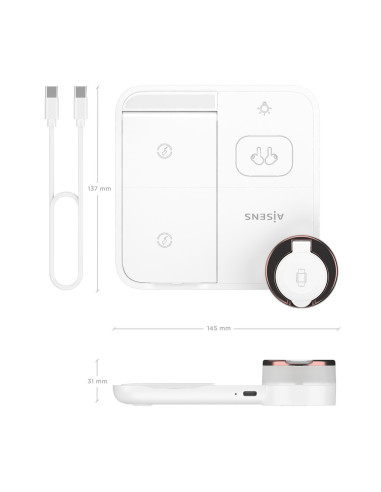 AISENS ASCH-15W4WC061-W cargador de dispositivo móvil Auriculares, Smartphone, Reloj inteligente Cargador inalámbrico Interior
