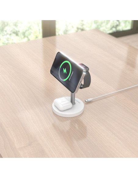 AISENS ASCH-15W3WC065-W cargador de dispositivo móvil Auriculares, Smartphone, Reloj inteligente Cargador inalámbrico Interior