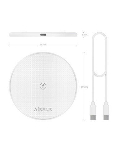 AISENS ASCH-15W1WC057-W cargador de dispositivo móvil Smartphone Cargador inalámbrico Interior