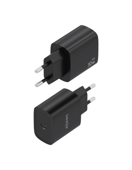 AISENS Cargador GaN 30W, 1xUSB-C PD3.0, Negro
