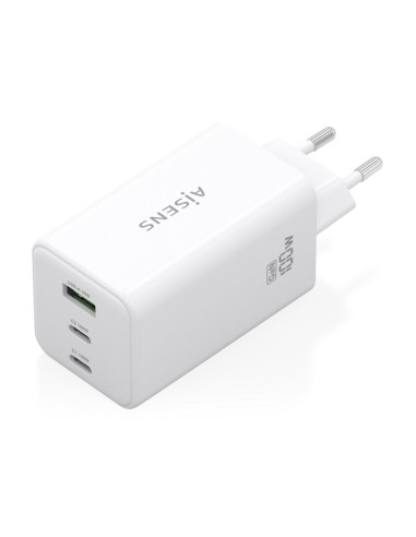 AISENS Cargador GaN 100W, 2x USB-C PD3.0 QC4.0 QC5.0, 1x USB-A QC3.0, Blanco