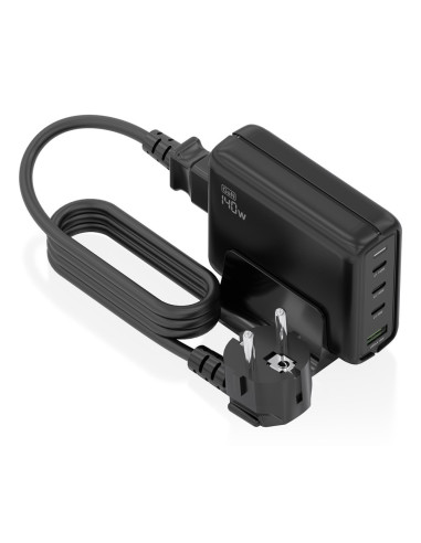 AISENS Cargador Sobremesa GaN 140W, 3x USB-C PD3.1 QC4.0 QC5.0, 1x USB-A QC3.0, Negro