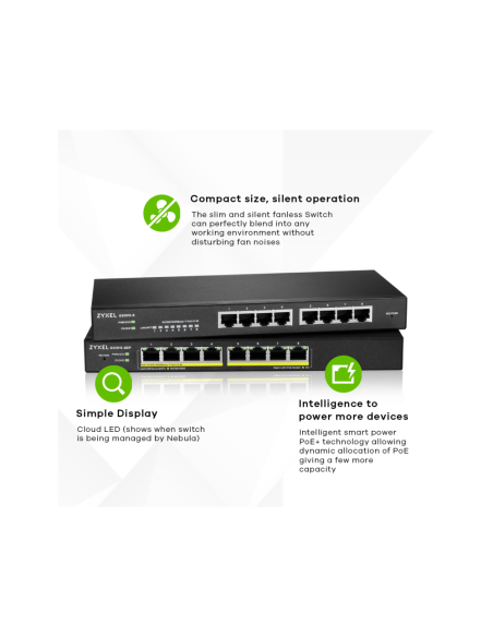 Zyxel GS1915-8EP Gestionado L2 Gigabit Ethernet (10/100/1000) Energía sobre Ethernet (PoE) Negro