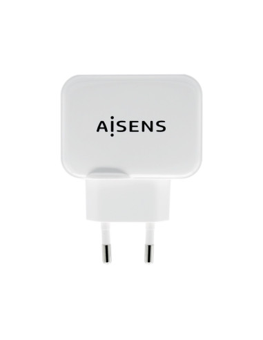 AISENS Cargador USB 17W 5V/3.4A, 2xUSB Con Control AI, Blanco