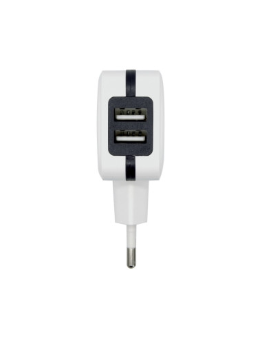 AISENS Cargador USB 17W 5V/3.4A, 2xUSB Con Control AI, Blanco