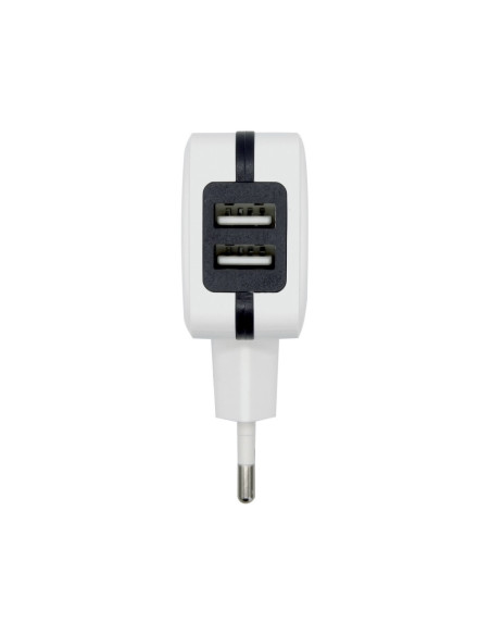 AISENS Cargador USB 17W 5V/3.4A, 2xUSB Con Control AI, Blanco