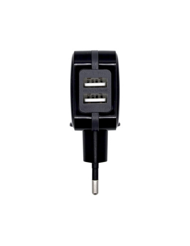 AISENS Cargador USB 17W 5V/3.4A, 2xUSB Con Control AI, Negro