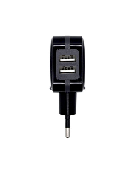 AISENS Cargador USB 17W 5V/3.4A, 2xUSB Con Control AI, Negro