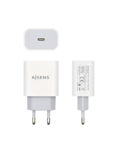 AISENS Cargador USB-C P?3.0 1 Puerto 1x USB-C 20 W, Blanco