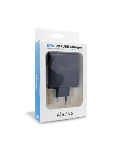 AISENS ASCH-2PD45A-BK cargador de dispositivo móvil GPS, Mando para videojuegos, MP3, MP4, Teléfono móvil, Portátil, Smartphone,