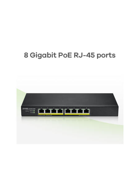 Zyxel GS1915-8EP Gestionado L2 Gigabit Ethernet (10/100/1000) Energía sobre Ethernet (PoE) Negro