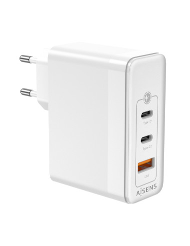 AISENS Cargador Gan 100W, 2xUSB-C PD3.0 QC4.0 QC5.0, 1xUSB-A QC3.0, Blanco