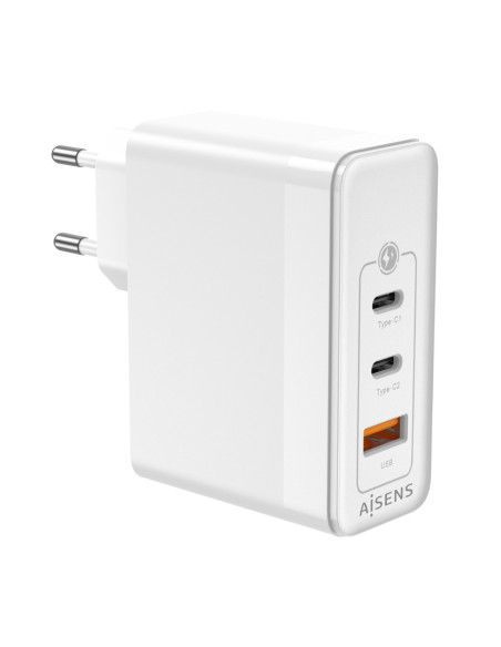 AISENS Cargador Gan 100W, 2xUSB-C PD3.0 QC4.0 QC5.0, 1xUSB-A QC3.0, Blanco