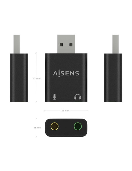 AISENS A106-0768 cambiador de género para cable 2x 3.5 mm