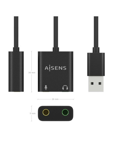 AISENS A106-0769 cambiador de género para cable 2x 3.5 mm