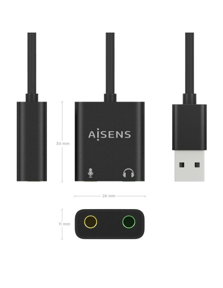 AISENS A106-0769 cambiador de género para cable 2x 3.5 mm