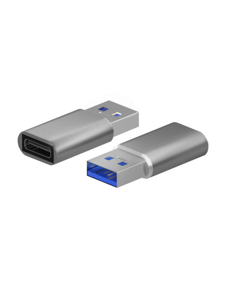 AISENS Mini Adaptador USB 3.2 Gen2 / USB 2.0 3A, Tipo USB-C/H-A/M, Gris