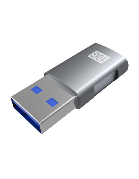 AISENS Mini Adaptador USB 3.2 GEN2 10G 3A, Tipo USB-C/H-A/M, Gris
