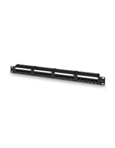 AISENS Panel De Parcheo De 24 Puertos RJ45 Cat.6 UTP, 19" 1U Dual IDC Con Gestion De Cables, Negro