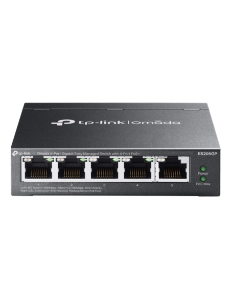 TP-Link Omada ES205GP switch Gestionado Gigabit Ethernet (10/100/1000) Energía sobre Ethernet (PoE) Negro