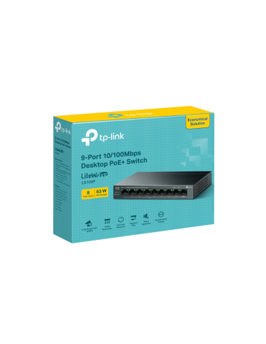 TP-Link LiteWave LS109P switch No administrado Fast Ethernet (10/100) Energía sobre Ethernet (PoE) Negro