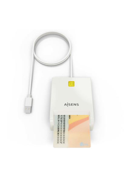 AISENS Lector de Tarjeta Inteligente DNI, Blanco