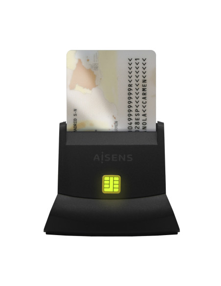 AISENS Lector de Tarjeta Inteligente DNI, Negro