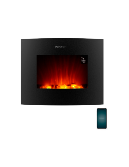 Cecotec ReadyWarm 2650 Curved Flames Connected Interior Chimenea eléctrica de pared Eléctrico Negro