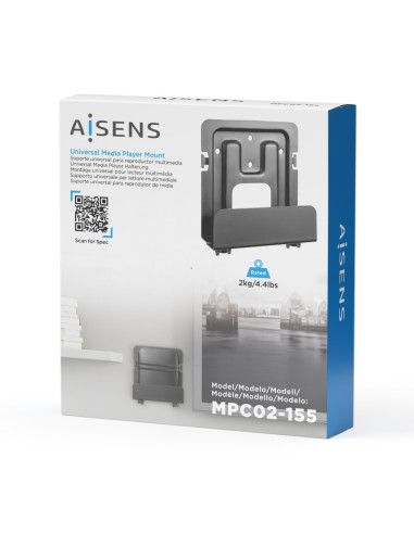 AISENS Soporte Universal De Pared Para Mini Pc, Router, Negro