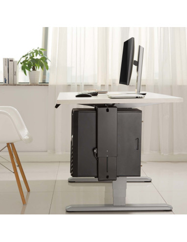 AISENS Soporte Giratorio y Altura Personalizable para CPU por Debajo de Escritorio con Mango de Bloqueo Fácil